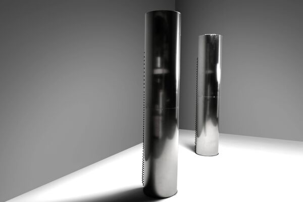 Lampadaires monumentaux en acier inoxydable de grande taille par Targetti – Italie, années 1970