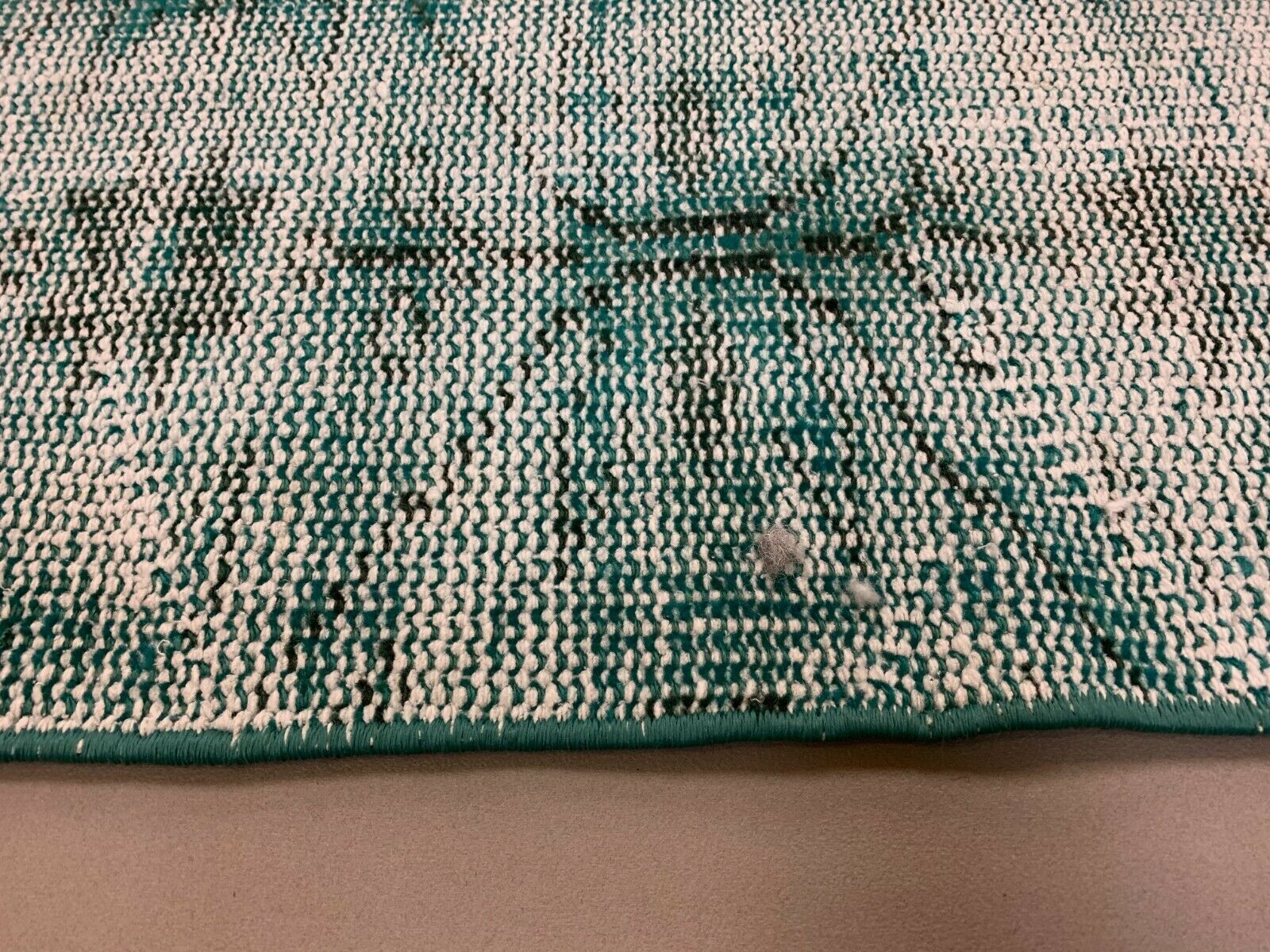 Distressed Turkish Narrow Runner 288x84 cm wool Vintage rug, Overdyed Green