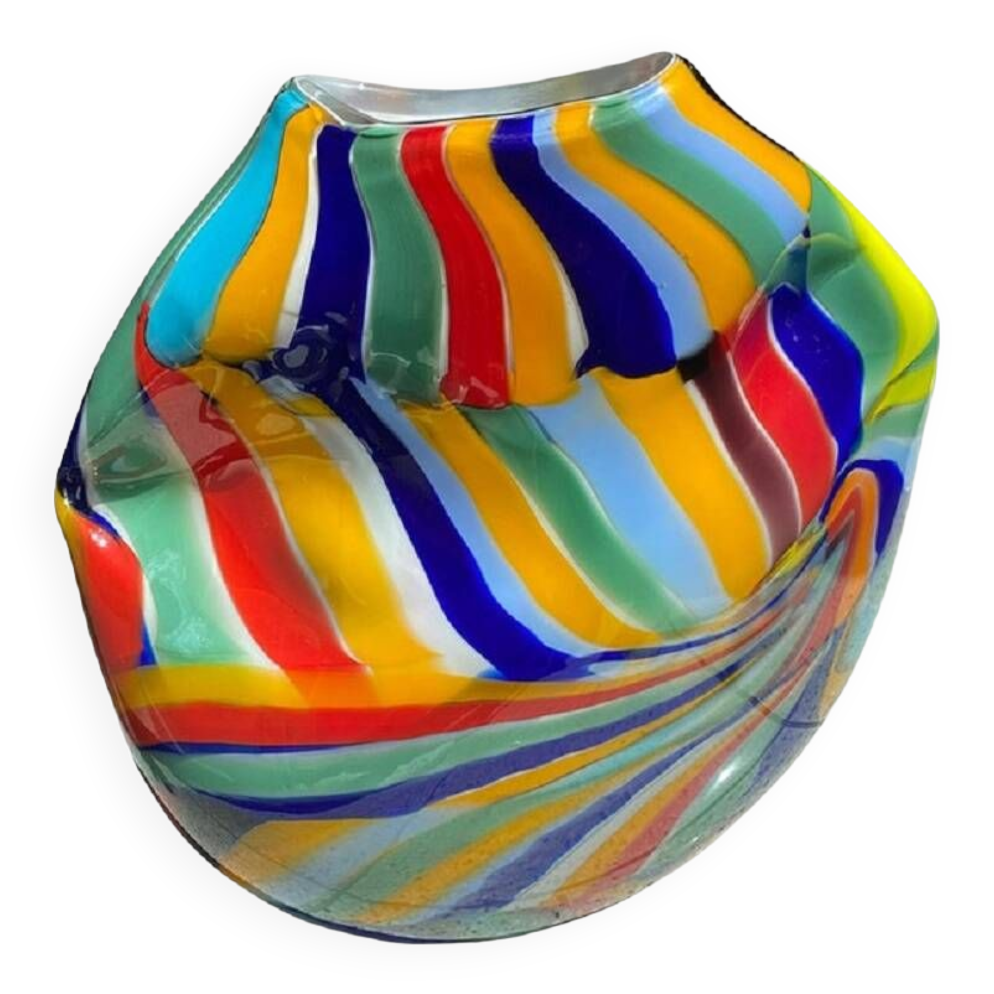 Contemporary Abstract Oval Vase in Murano Glass