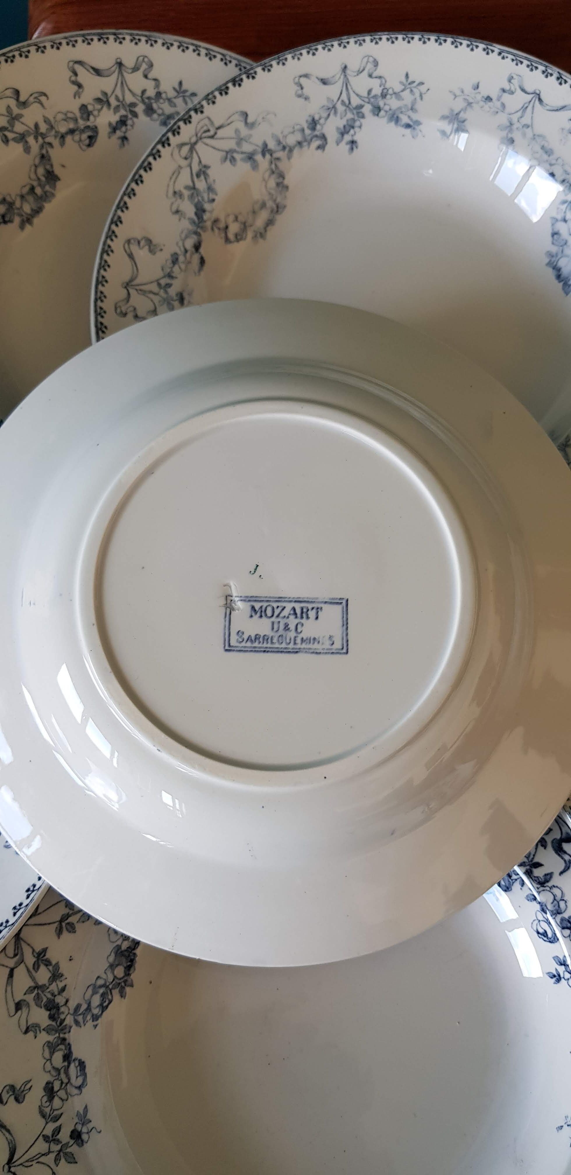 Set of 6 deep plates Model Mozart Sarreguemines