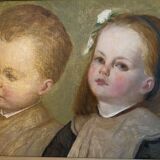 Portrait ancien d’une fille et garçon