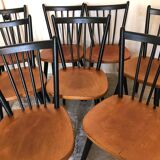 Lot of 8 Scandinavian chairs feet compass stamped Hiller