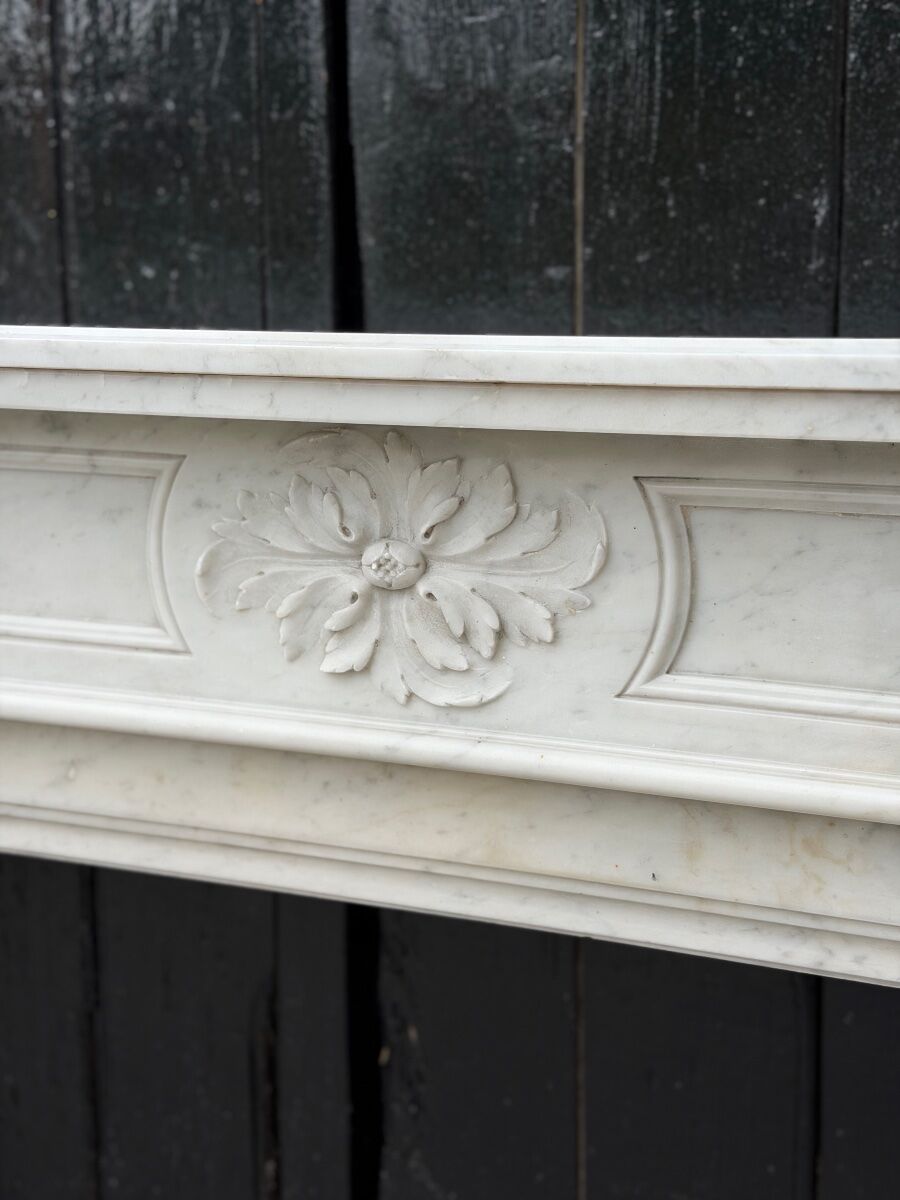Louis XVI style Carrara marble fireplace circa 1880