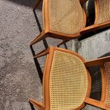Six Art Deco chairs, 1960s, beech and cane