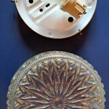Antique large ceiling light in molded pressed glass.