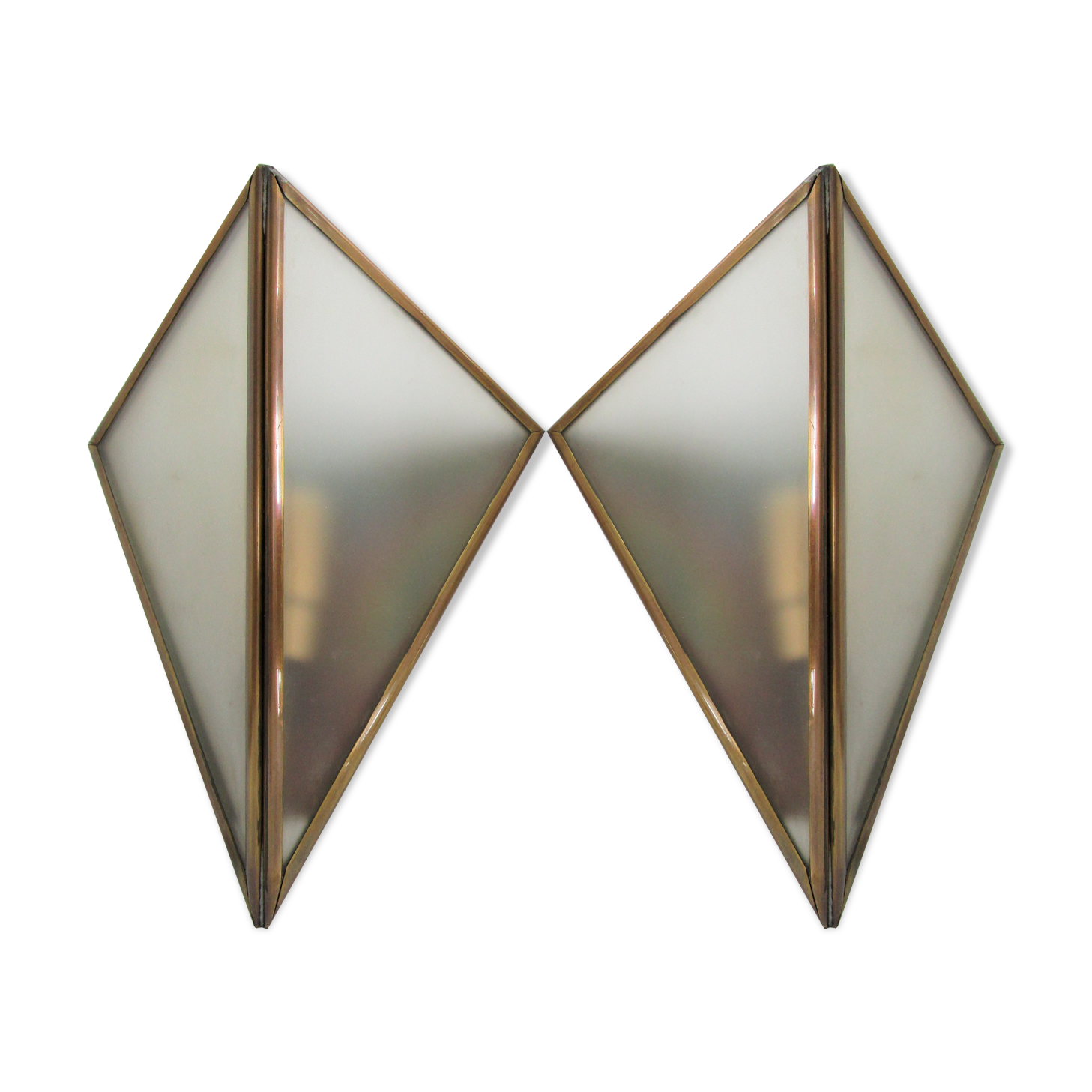 Paire d'appliques en laiton et verre design