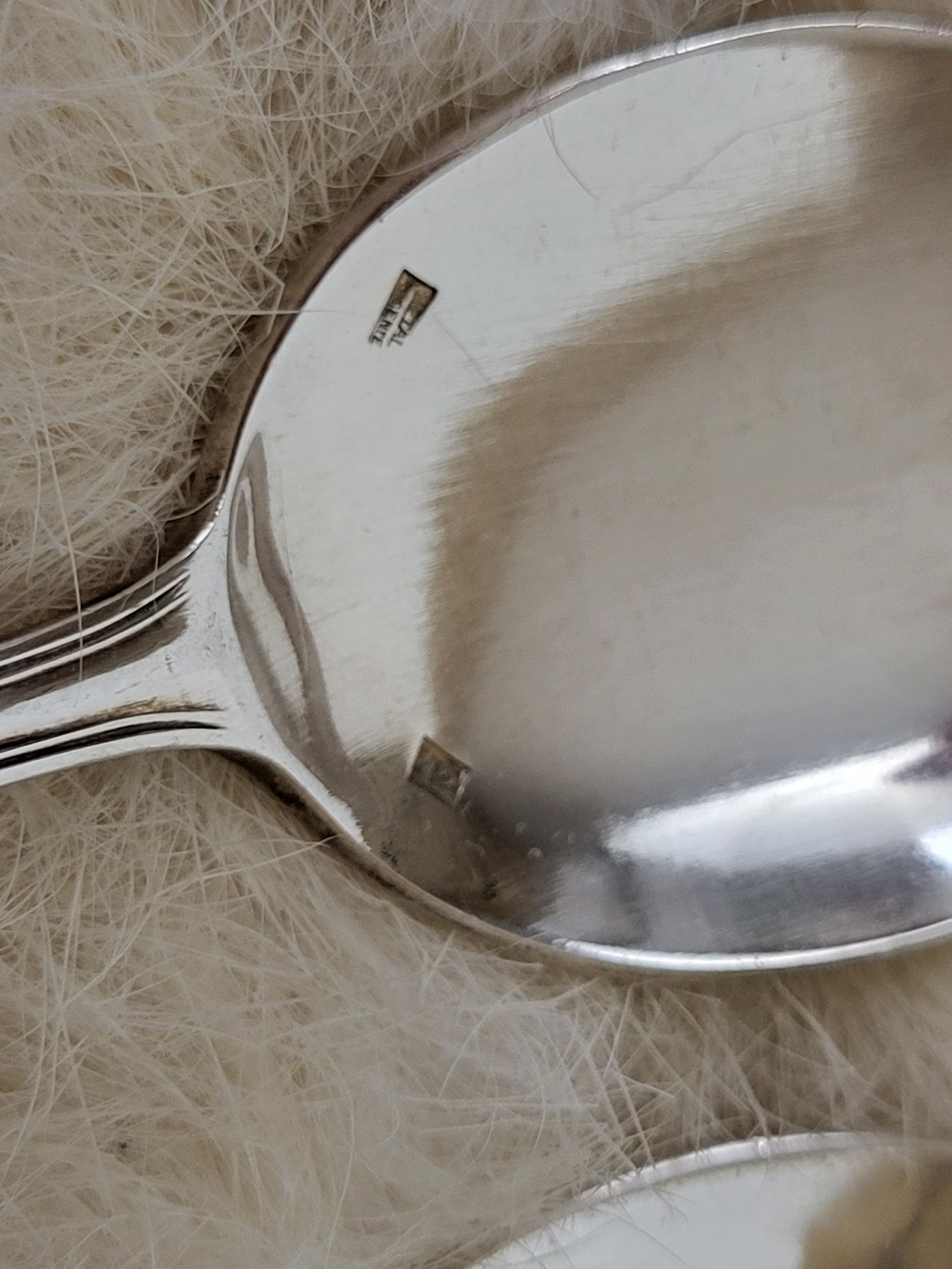 Set of 6 silver metal cream spoons