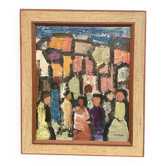 Original Swedish Oil on Canvas – “Figurative Composition” by Gösta Falck – Signed – Vintage and Framed – 76 x 65 cm (29.9" x 25.6")