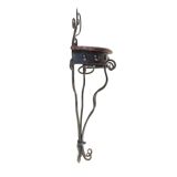 Console wall shelf in wrought iron and wood
