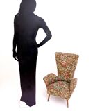 Fauteuil pour enfant en tissu floral vintage avec pieds en bois, Italie
