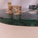 Vintage Complete Chess Set in Malachite and White Stone