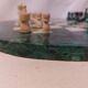 Jeu d'échecs vintage complet en Malachite et pierre blanche