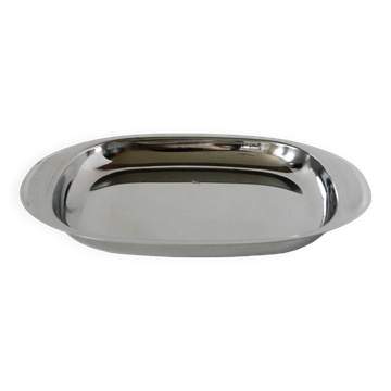 Rectangular stainless steel dish, rounded edges Design, 1970