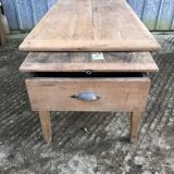 Antique solid cherry farmhouse table with 3 drawers and 1 pull out.