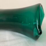 Vase vert en verre à creux hauteur 29 cm