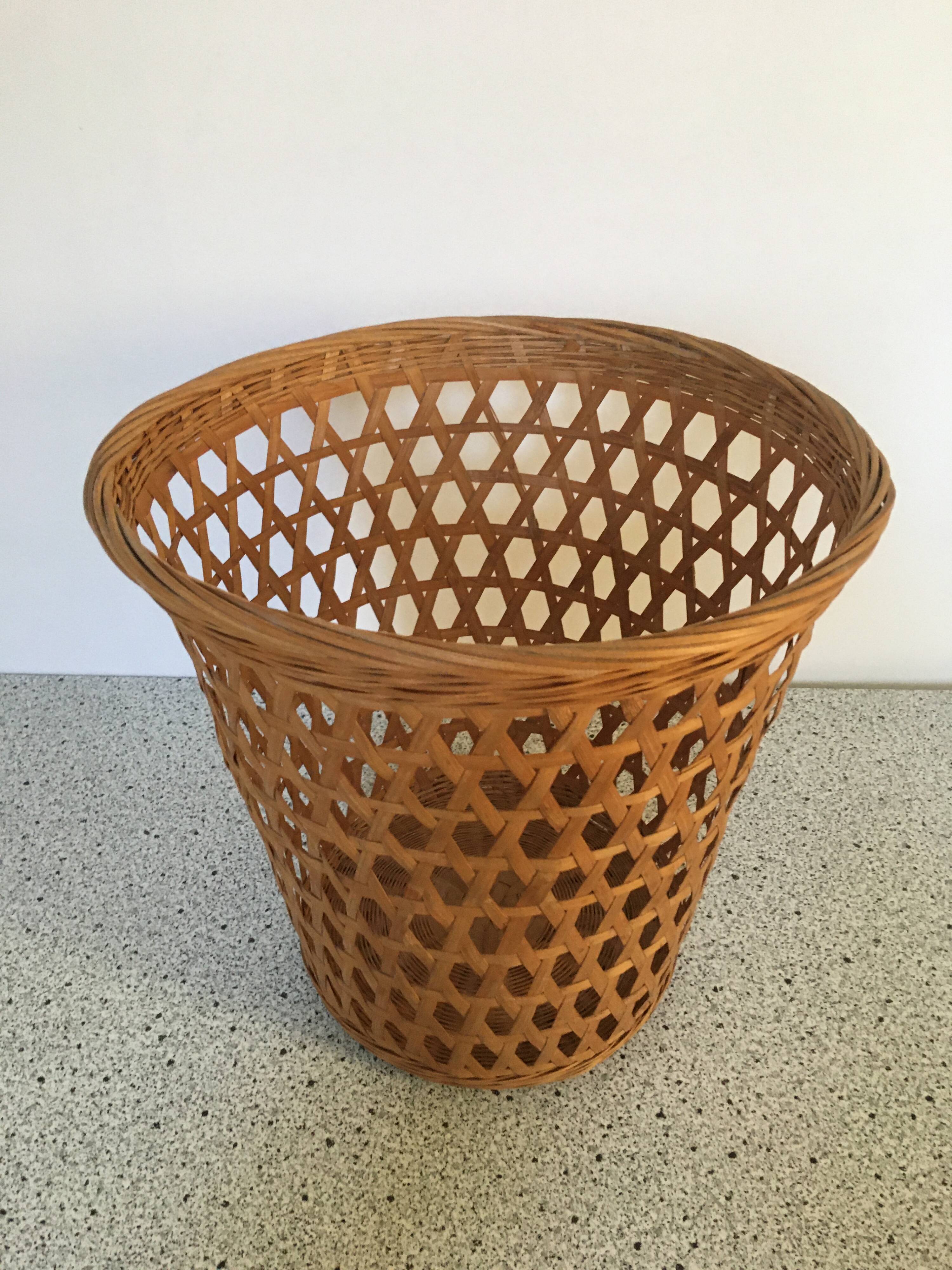 Vintage wicker waste paper basket