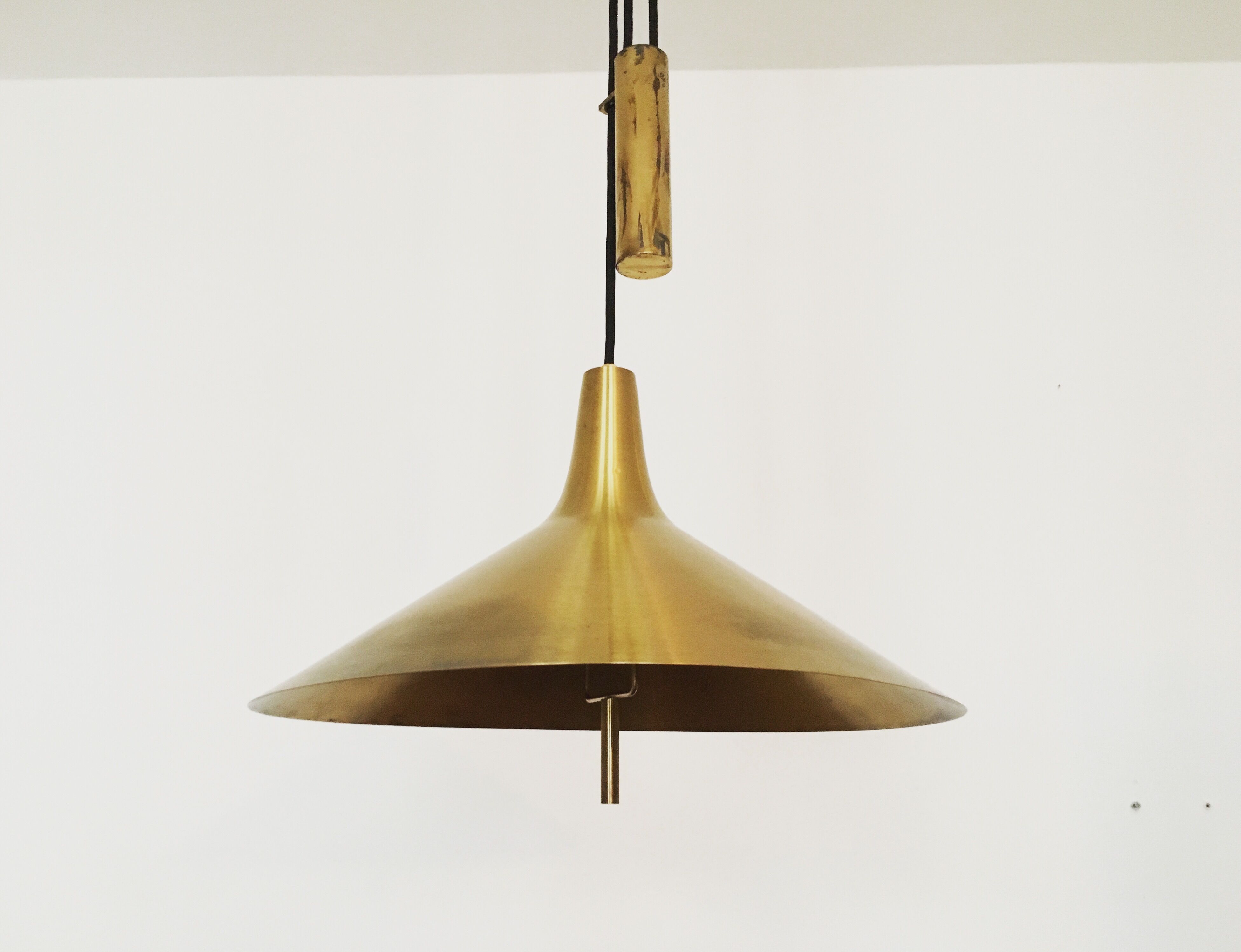 Mid Century Modern Fusijama brass pendant lamp by Th. Valentier