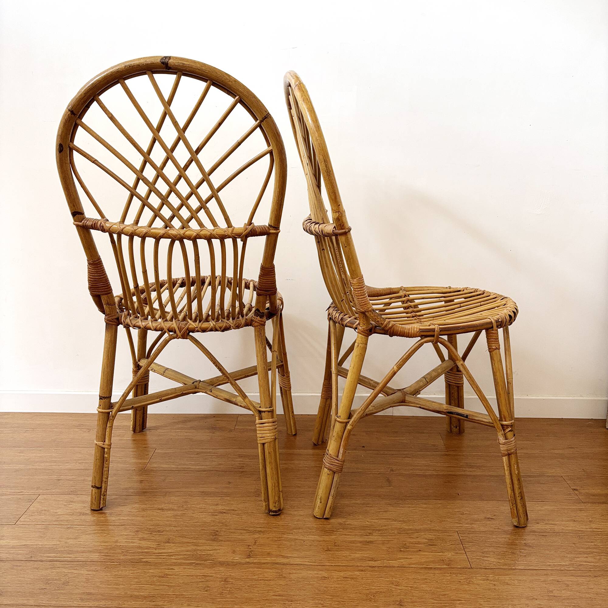 Pair of vintage 1960s rattan chairs