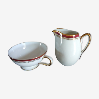 Ensemble pot à lait en porcelaine de Limoges et sa tasse