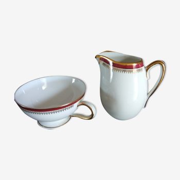 Limoges porcelain milk pot set and his cup