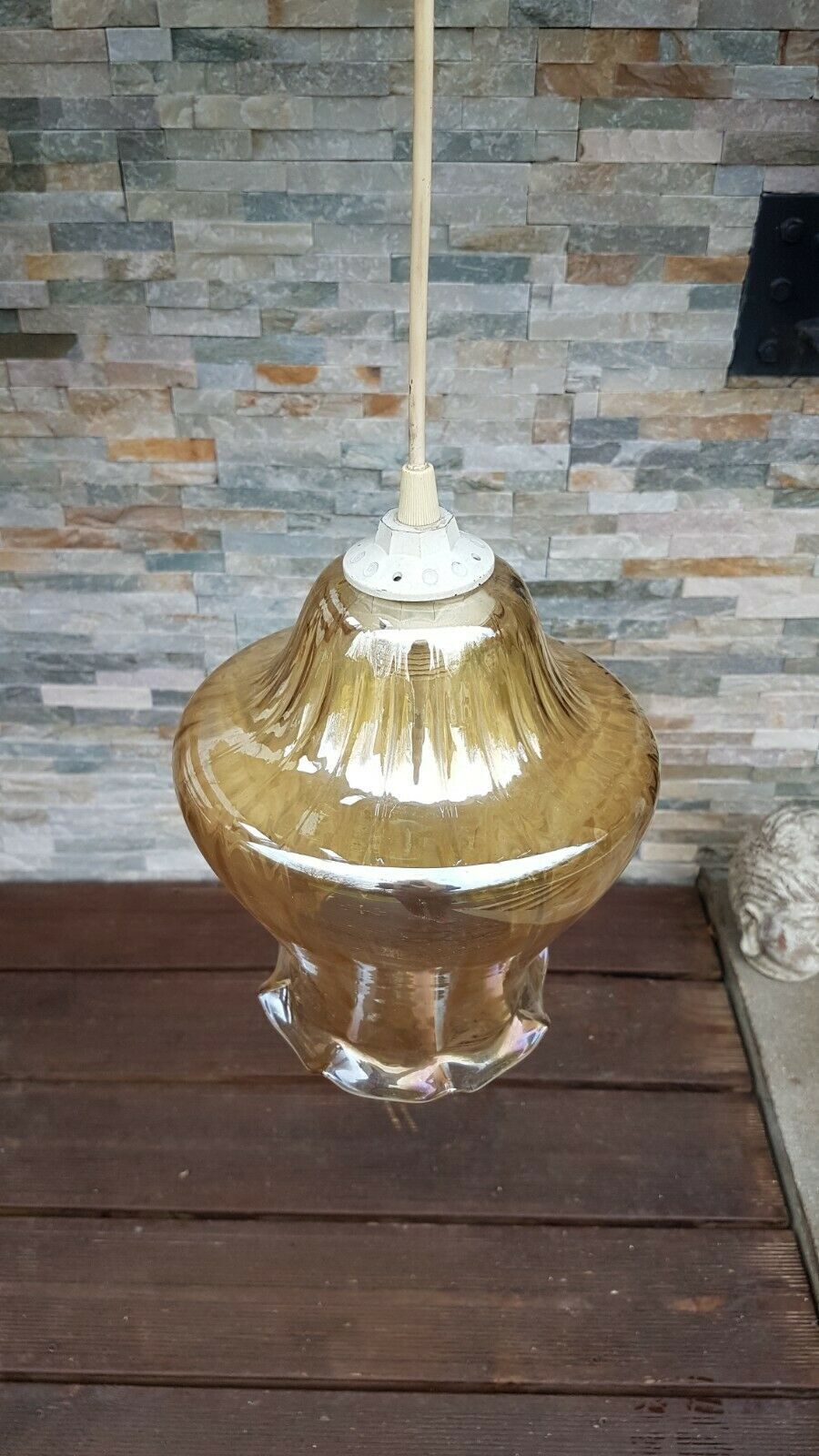 Vintage glass tulip-shaped suspension