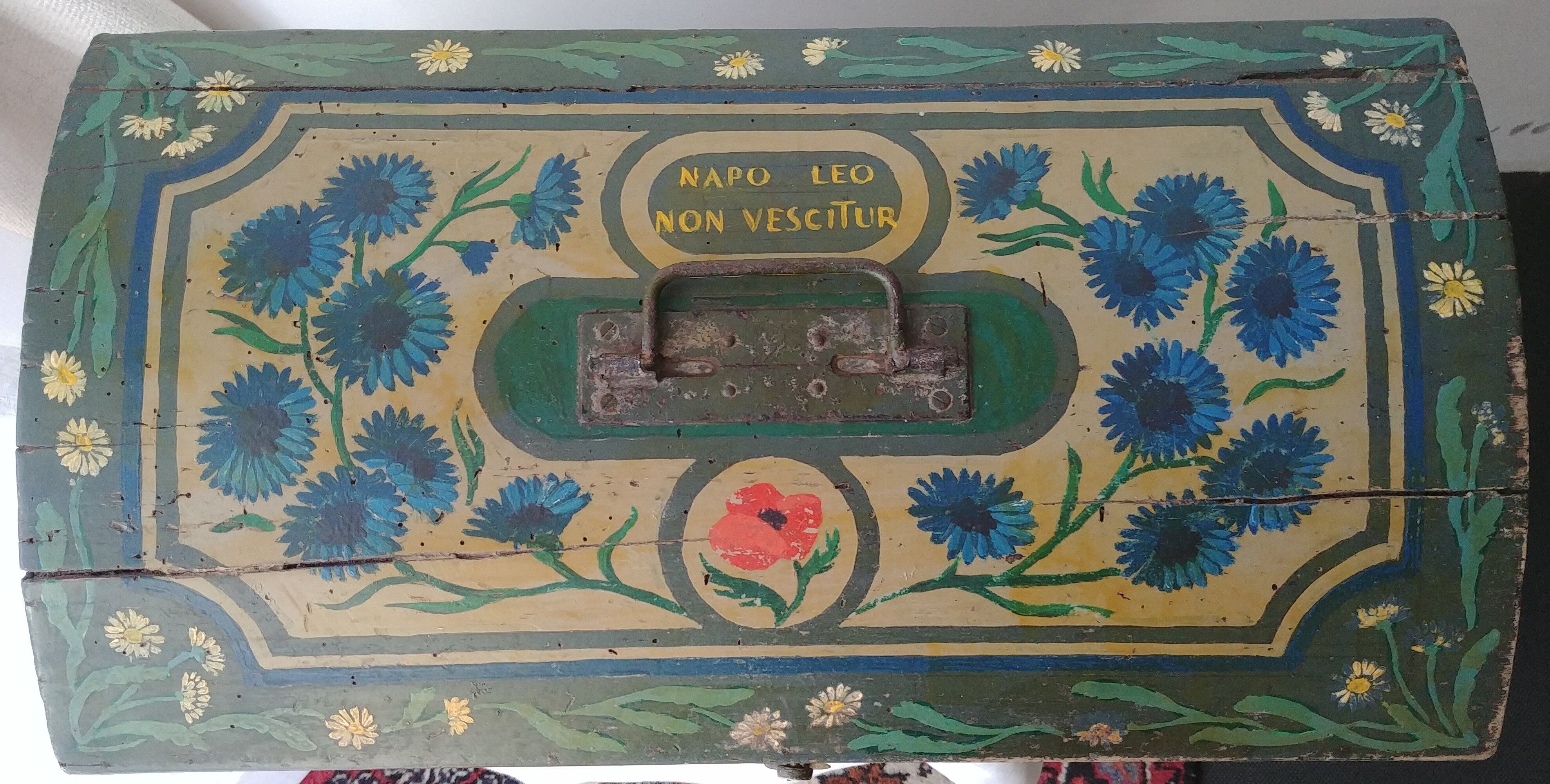 Painted wooden chest