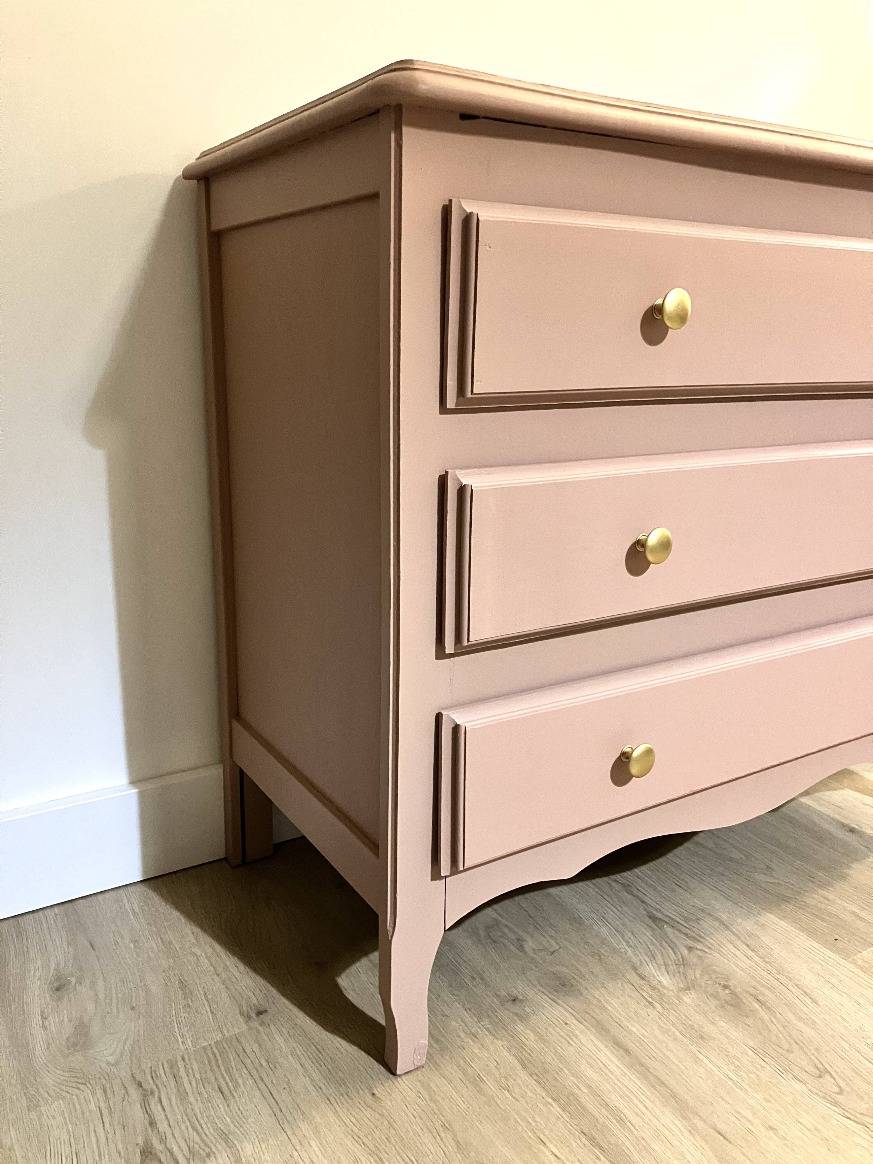 Antique pink wooden chest of drawers