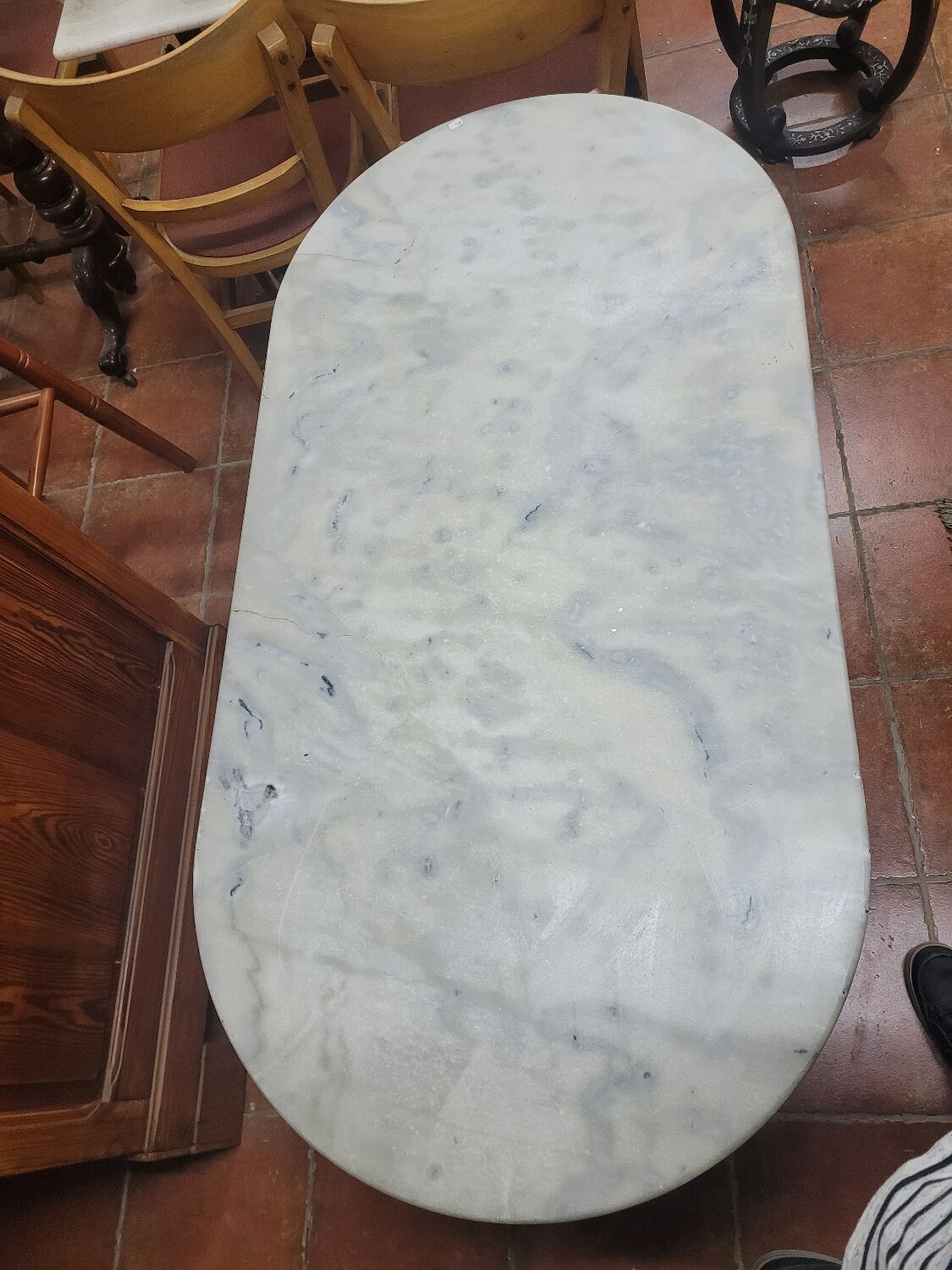 Bistro table marble top, 120×60cms