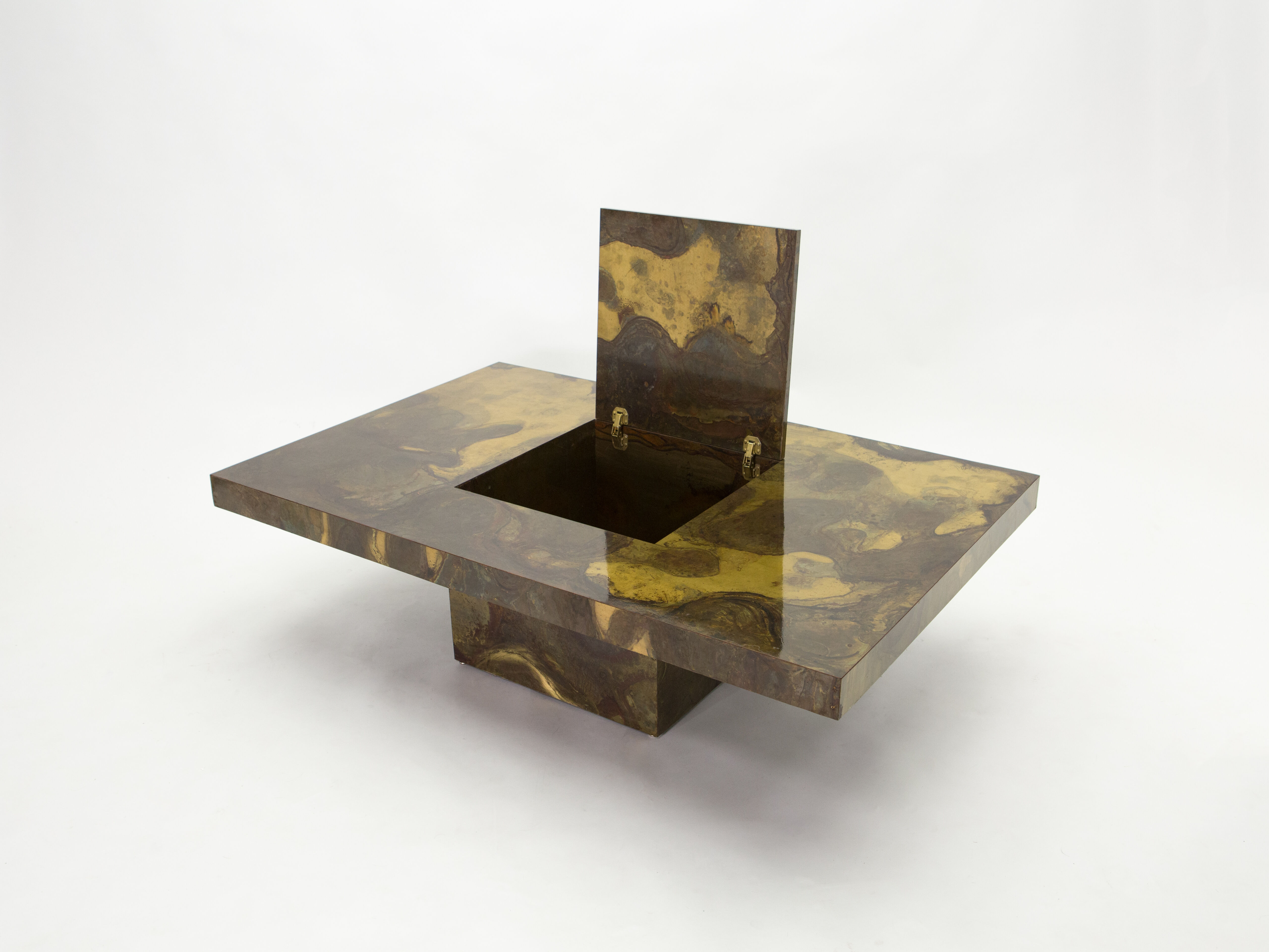 Isabelle and Richard Faure's unique patinated oxidized brass coffee table 1970