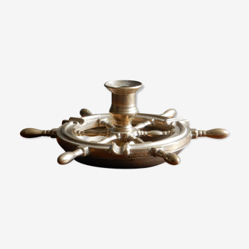 Brass ashtray and candlestick shaped boat bar