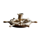 Brass ashtray and candlestick shaped boat bar