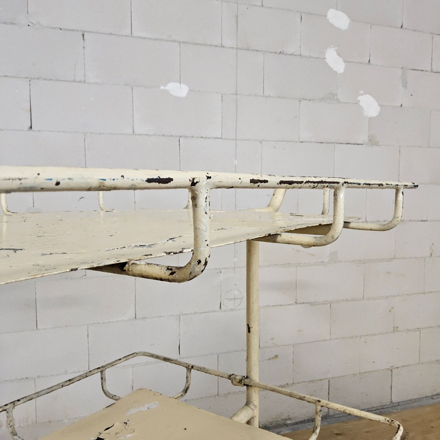 Vintage large metal hospital trolley linen nurse cart