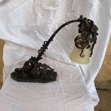 Daum Art Nouveau style lamp in wrought iron, unsigned