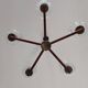 Chandelier with 5 branches in teak and brass, Scandinavian design.