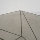 Rare metal and glass side table by Max Sauze, Isocele, France 1960's