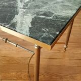 Neoclassical coffee table in Alpine green marble and brass, 1960/70