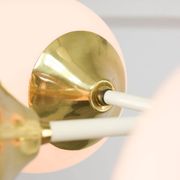 Mid-century Modern Italian Brass and Opaline Sputnik Chandelier