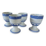 Set of 4 blue and white egg cups