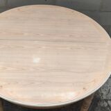 Round table with two raw cherry wood extensions