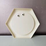 Miroir hexagonal vintage en plastique blanc 1980s
