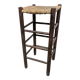 Tabouret haut en bois et paille