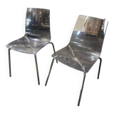 Pair of smoked polycarbonate chairs
