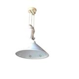 Sliding suspension chandelier with counterweight and smooth openwork plate