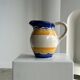 Large blue and yellow hand painted carafe H:20cm
