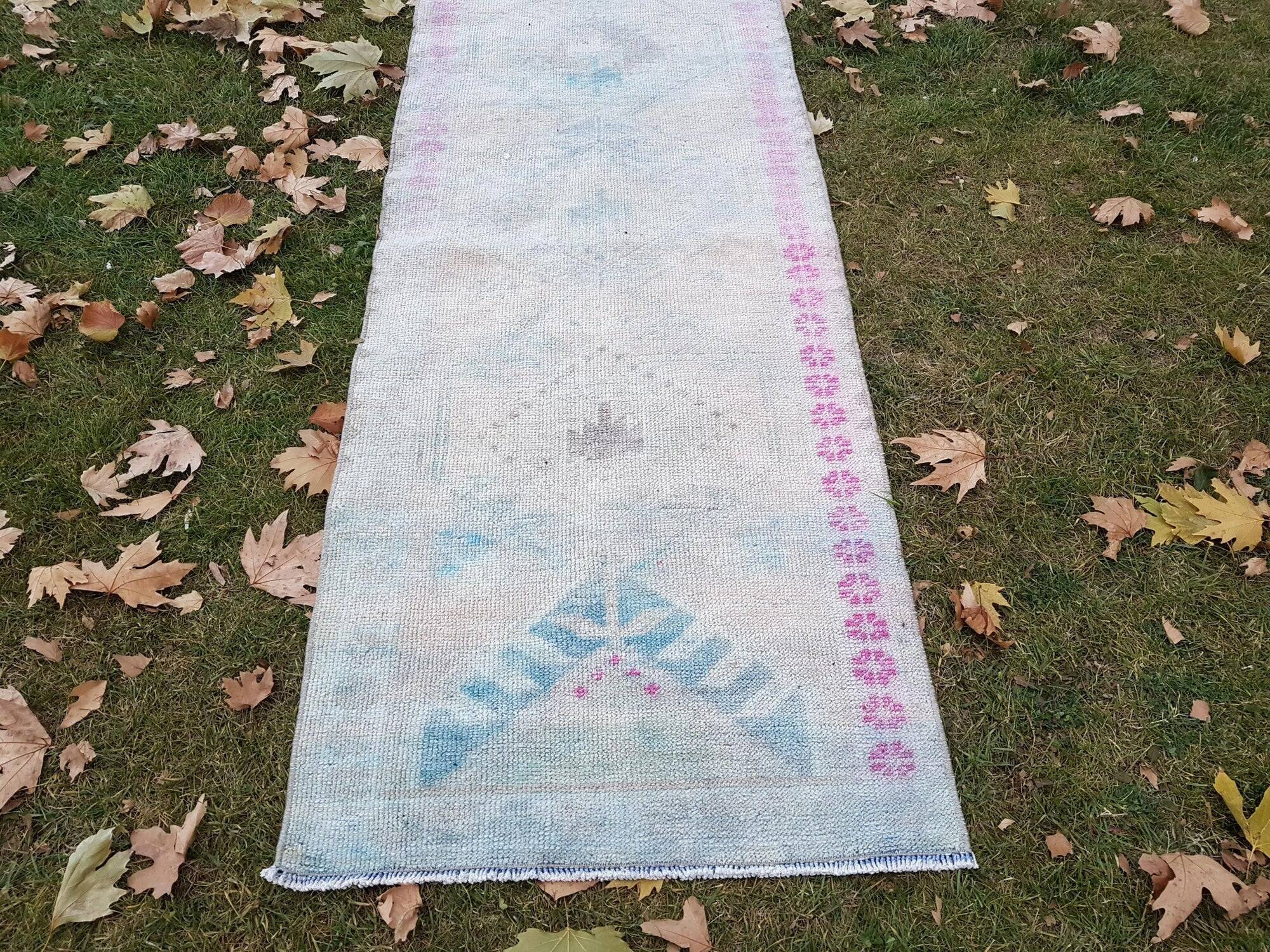 Vintage Turkish hallway rug 80x400 cm