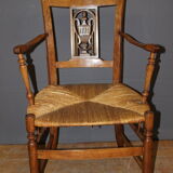 Pair of straw armchairs in cherry wood Directoire early XIX