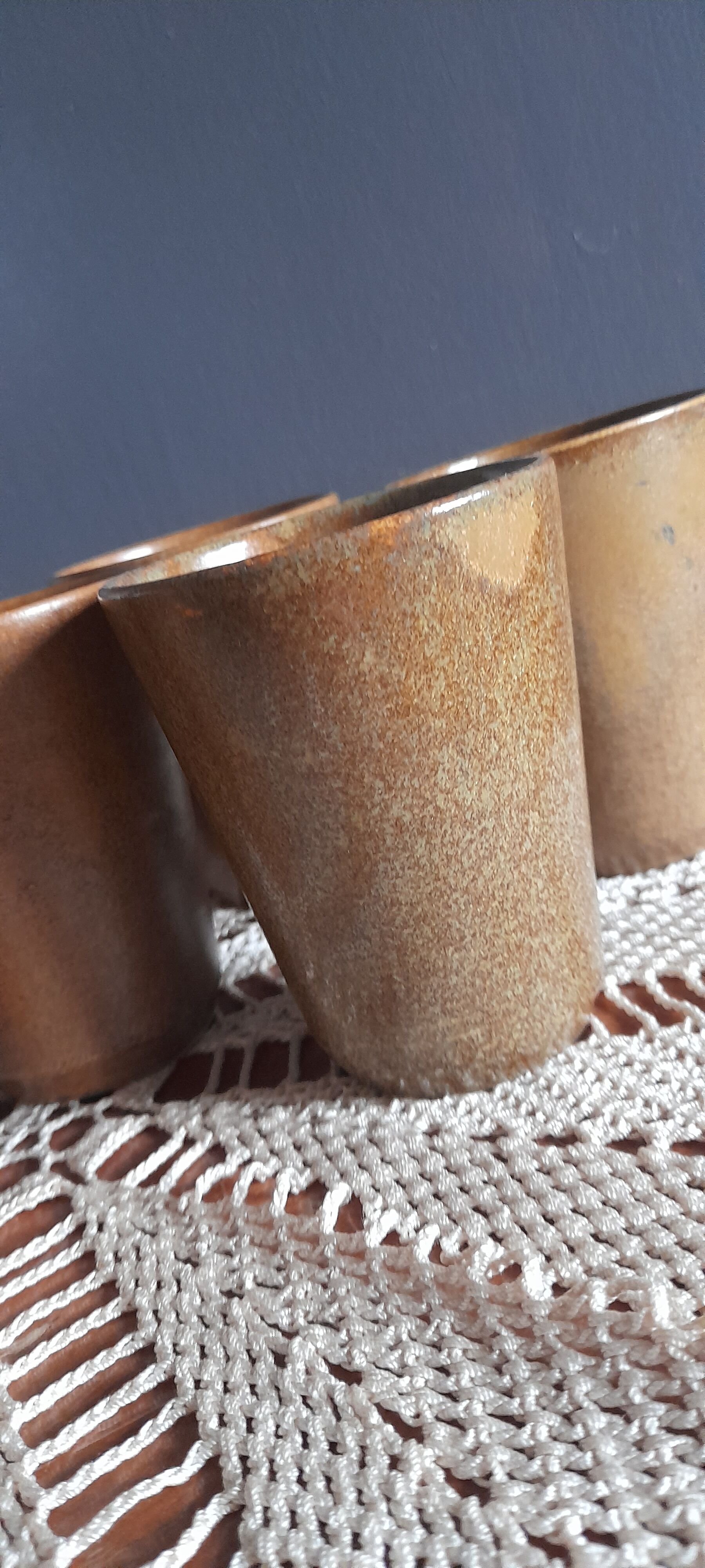 8 cups in Digoin stoneware 1970