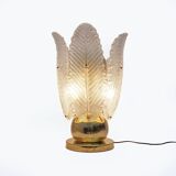 Mid-century Modern Brass and Murano Glass Big Table Lamp by Mazzega