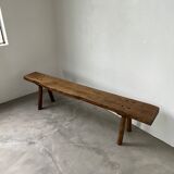 Brutalist bench in solid elm from the 50s