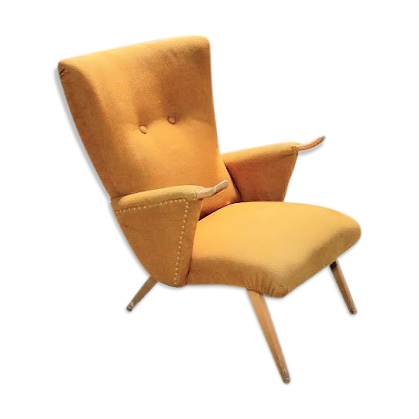 50s 60s Danish armchair has ears golden